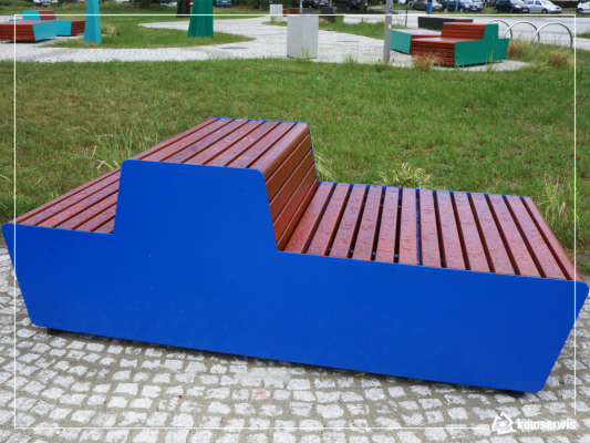 niebieska nowoczesna ławka